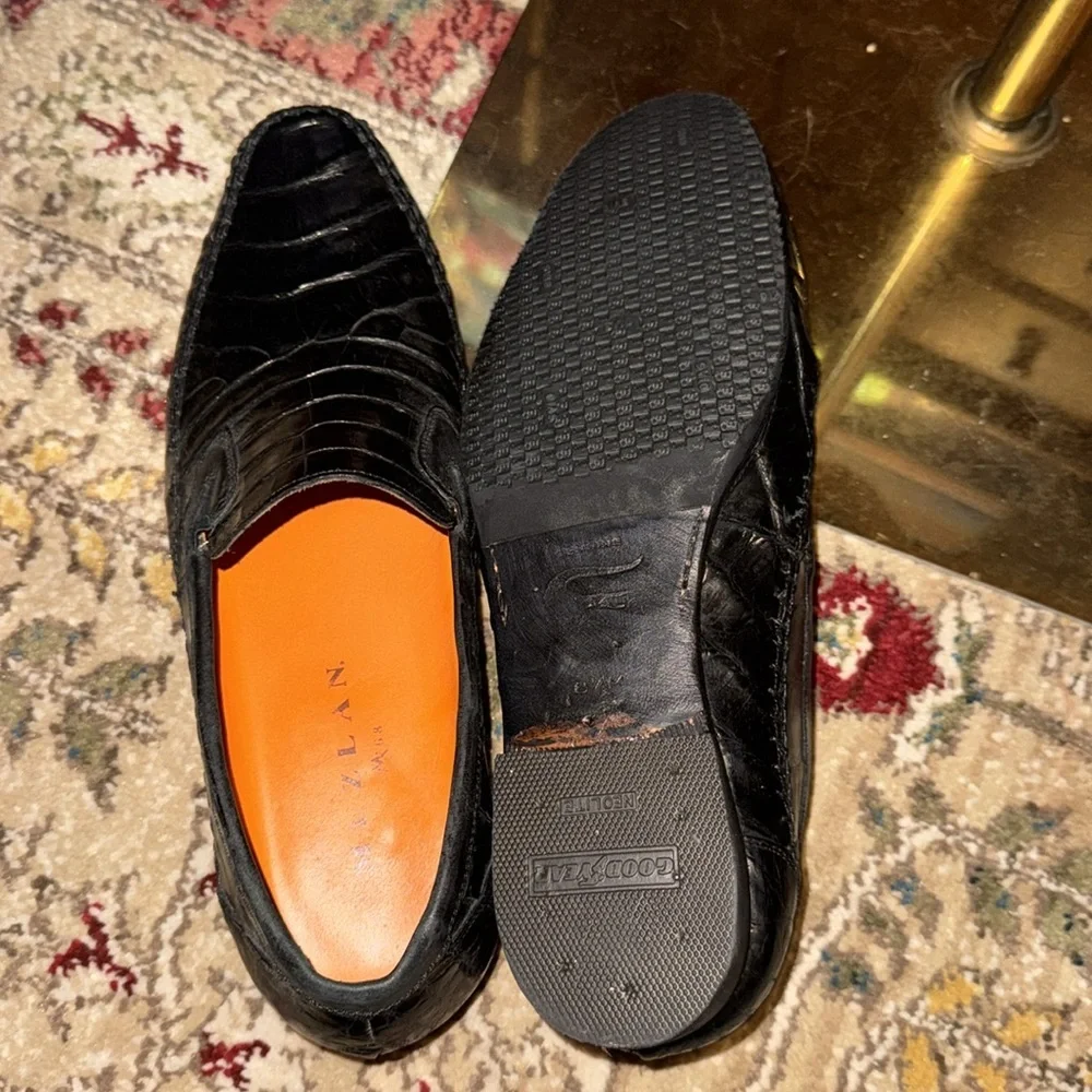 Mezlan Morellino Crocodile Loafers Black EUC 8.5